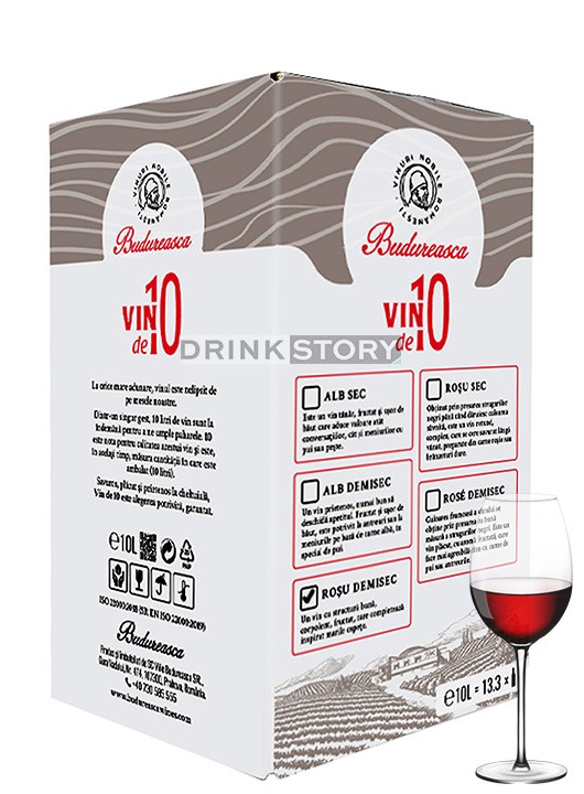 Budureasca Feteasca Neagra - Vin rosu demisec Bag in Box 10l