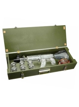 Kalashnikov Vodka 1.2L cutie Lemn cu Grenade si 6 shoturi